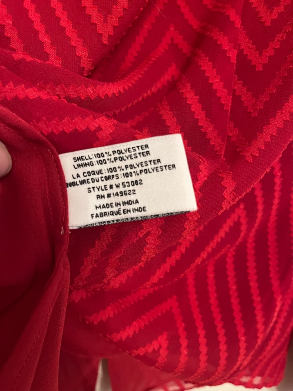 Walter Baker Crimson Chevron Button-Front Ruffle Blouse - Picture 5 of 6